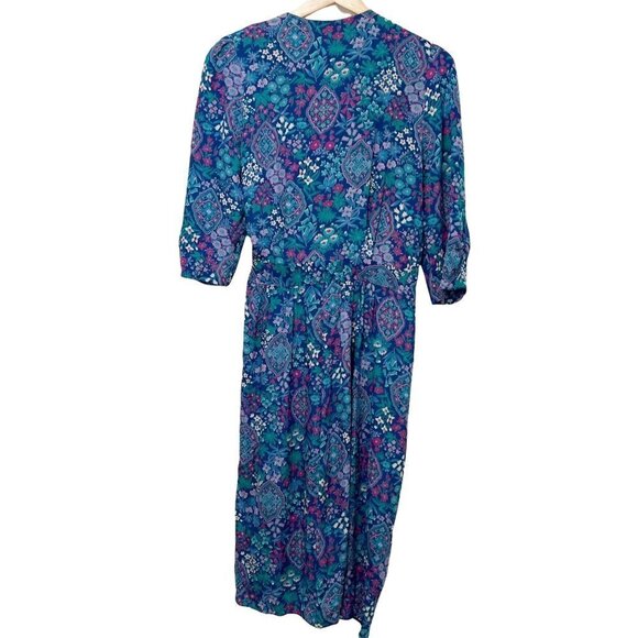 VTG 80s Jane Schaffhausen Belle France Wrap Dress Womens 6 Cottagecore - Picture 8 of 10